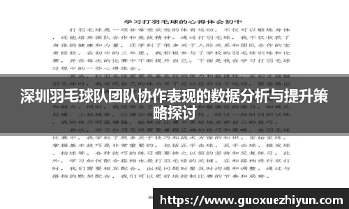 深圳羽毛球队团队协作表现的数据分析与提升策略探讨